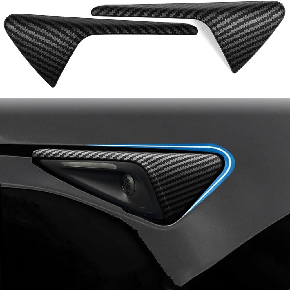 For Tesla Model 3 Y 2026 2026 Side Camera Protection Cover Fender Car Modification Accessories Matte Carbon Fiber Pattern Trim
