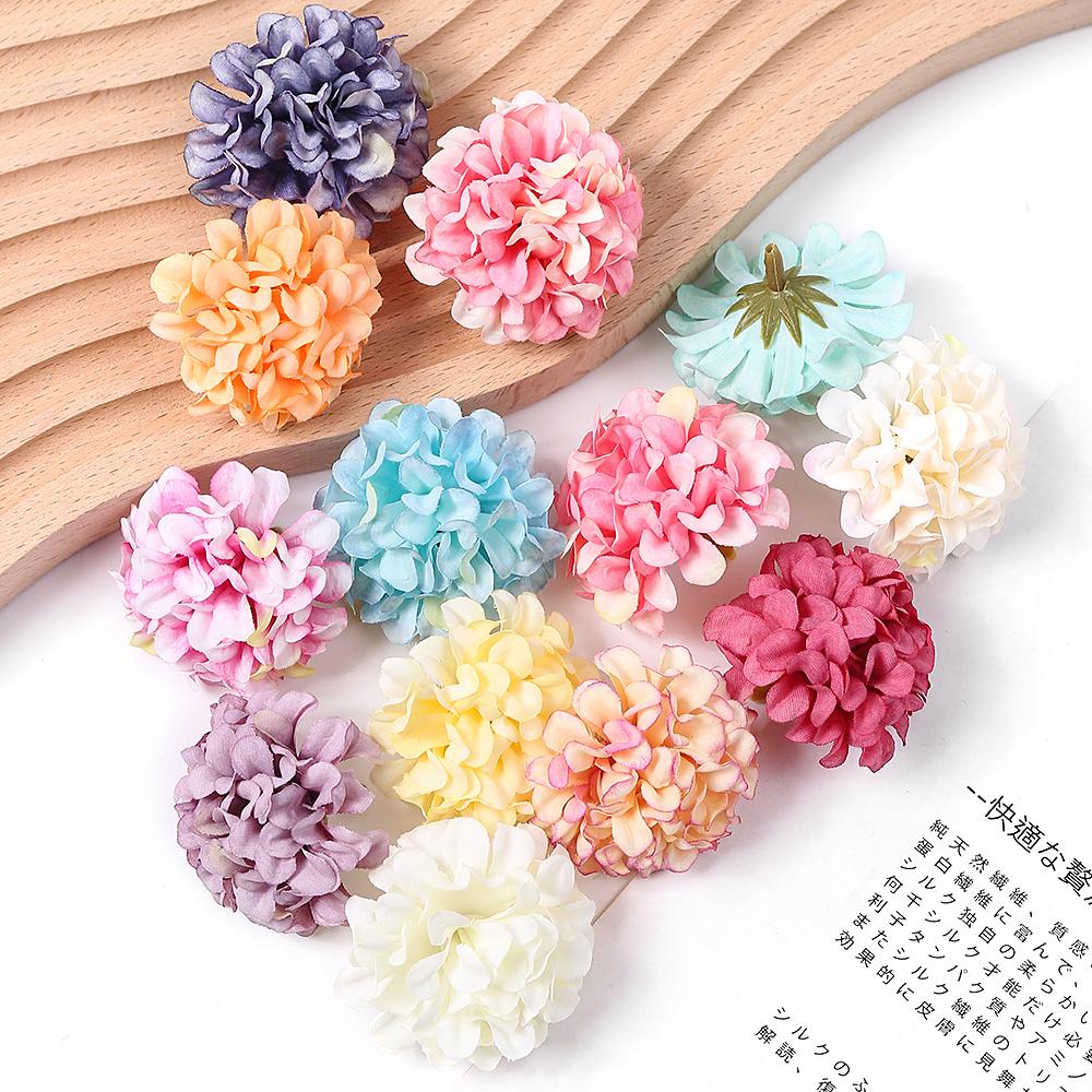 10/20/30Pcs Hydrangea Artificial Flowers Heads 4cm for Home Room Decor DIY Marriage Wreath Accessories Bride Wedding Decoration