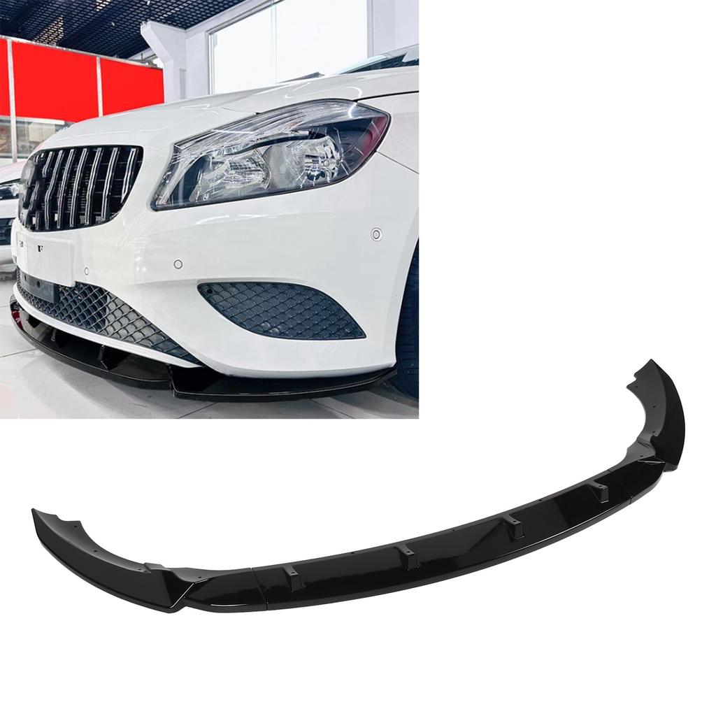3 Sections Front Bumper Lip Diffuser Sturdy Front Bumper Lip Spoiler Replacement for   A‑Class W176 Standard Pre‑facelift