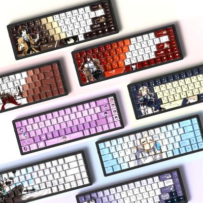 129 Key Side Carved Translucent Anime Cherry Key Cap Pbt Is Applicable To 60/64/84/98/108 Game Machine Keyboard MX Switch