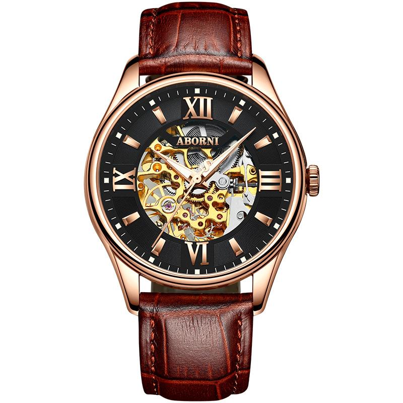 Yaboni automatic mechanical watch fashion double-sided hollow mechanical watch waterproof luminous men's belt watch