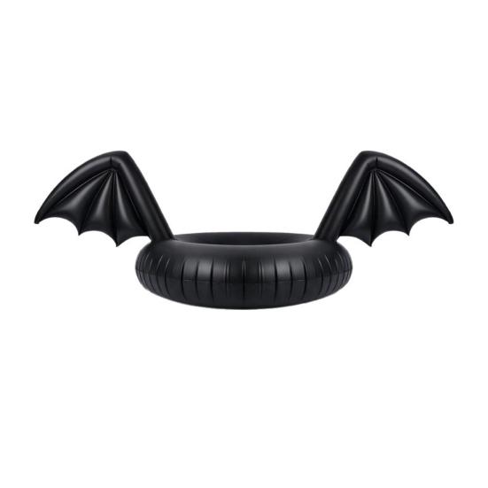 Inflatable Pool Float Creative Bat Wings Decor Black Thickened PVC Swim Ring