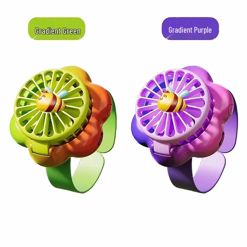 2025 Kids' Cartoon Fan Slap Bracelet: Mini Electric Fan Toy for Elementary School Girls