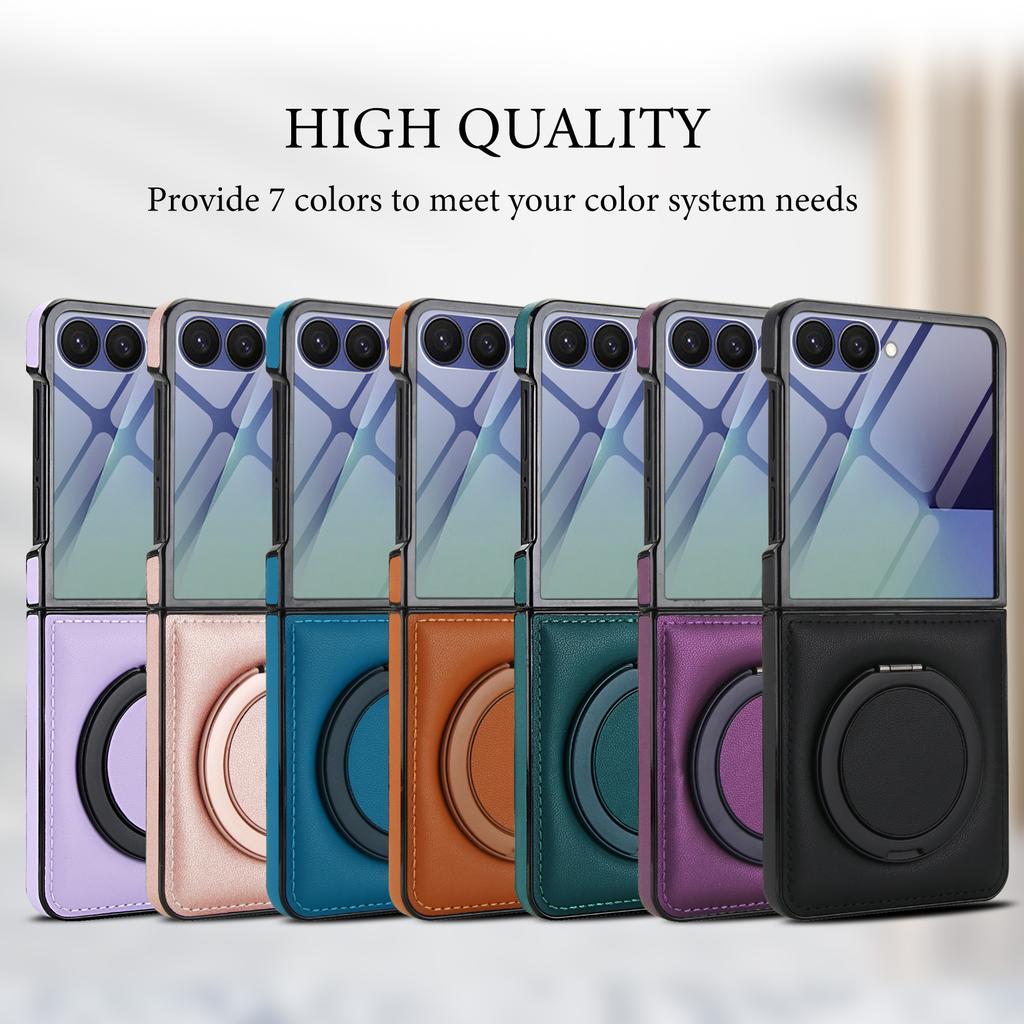 For Magsafe Charging Case for Samsung Galaxy Z Flip 7 6 Flip 5 Flip 4 3 Magnetic Rotating Bracket Cover Tempered Glass Film