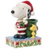 JIM SHORE Snoopy Woodstock 6015030 Santa, & Elf, <Christmas>