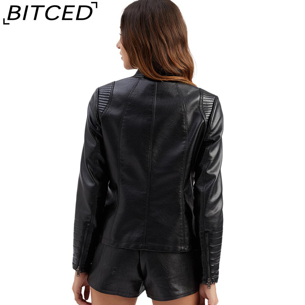 BITCED Women's Leather Jacket Lightweight Spring/Autumn Biker Jacket Short-Length Fashionable Jacket