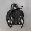 Autumn/winter Washed Striped Hooded Zipper Sweatshirt for Men and Women, Y2k Street Loose Sporty Top