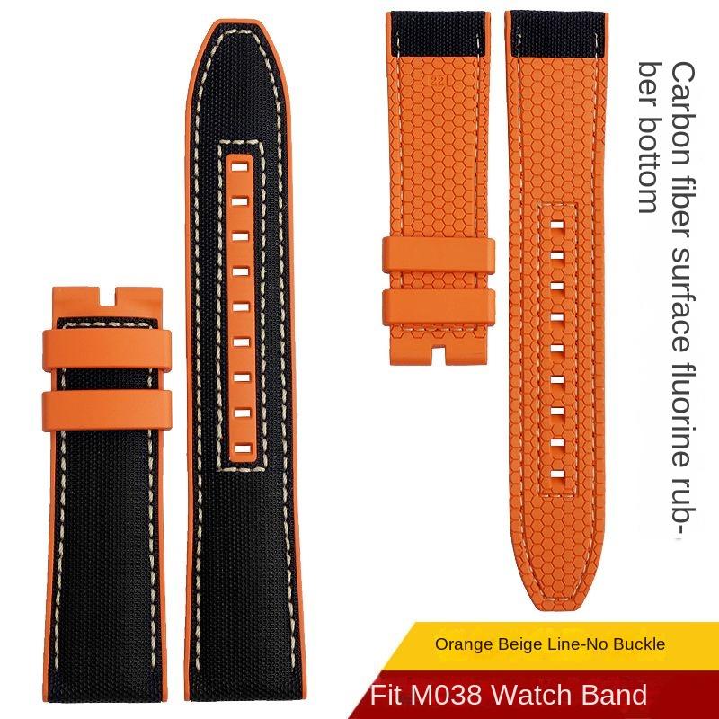 New Design Hybrid FKM Watch Strap for Mido Helmsman M005 M038.431 M038431a Quick Release Canvas Nylon Watchband Bracelet 22mm
