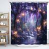 Rideau de douche Fleur de glycine violette Forêt enchantée Impression cascade Tissu imperméable Lavable en machine Durable Pour toutes les saisons