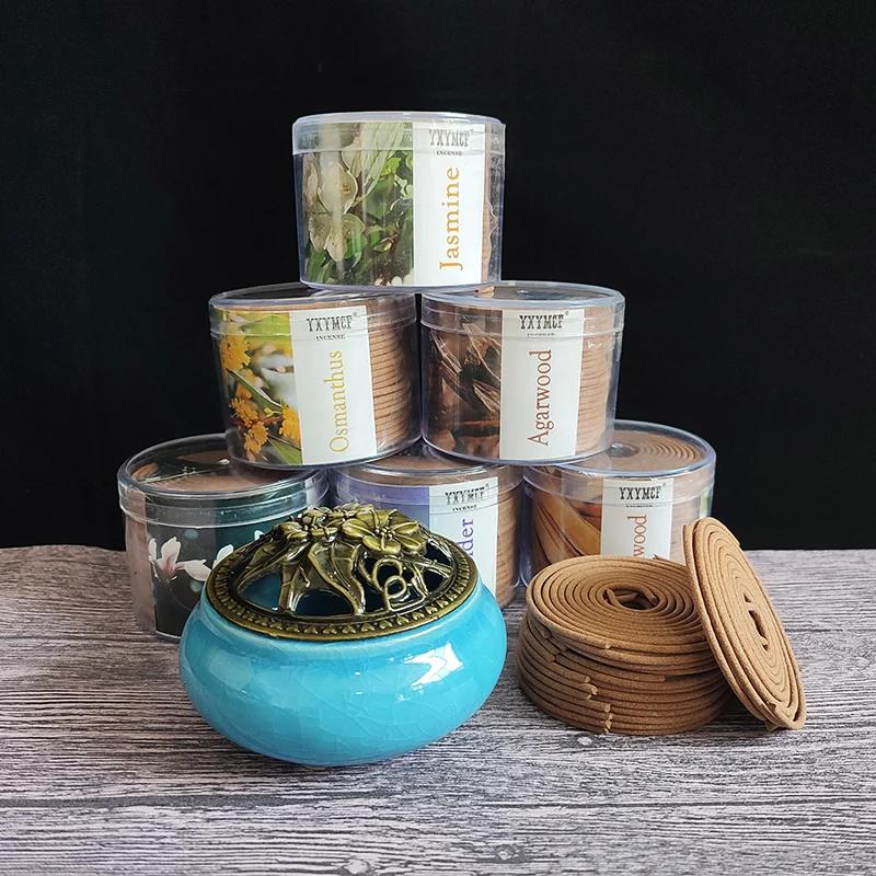 Encens en Spirale Bois de Santal Naturel 48 Plaques/boîte Lavande Jasmin Rose Parfum Aromathérapie Intérieur Brûleur Indien Bouddhiste