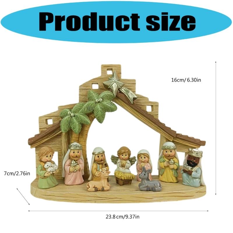 Weihnachts Krippenfiguren Heilige Familie Figur mit Esel Krippenfigur, Tischdekoration Religiöse Weihnachtsdekorationen