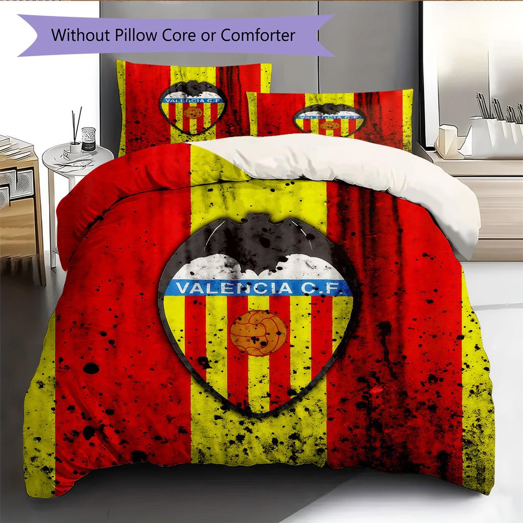 Valencia Club de Fútbol Pattern Bedding Quilt Set Home Decoration Gift (1 * duvet cover + 2 * pillowcase without core)