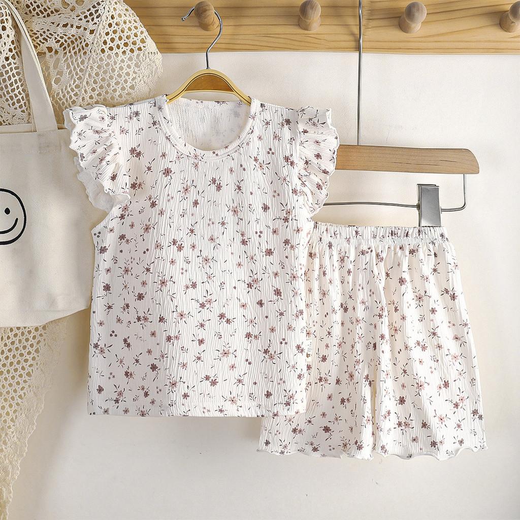 Childrens Summer Girl Pajamas With Short Sleeve Top And Shorts Set For Toddler Girls