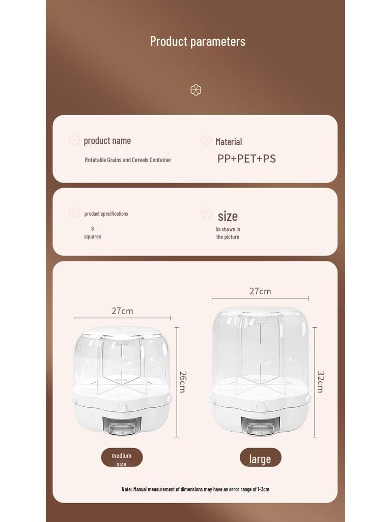 Japanese-Style Rotating Rice Storage Box - Large Capacity, Insect & Moisture-Proof Grain Container