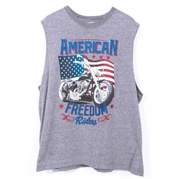 Faded Glory American Freedom Rider Motorcycle Flag Top Patriotic Size XL M