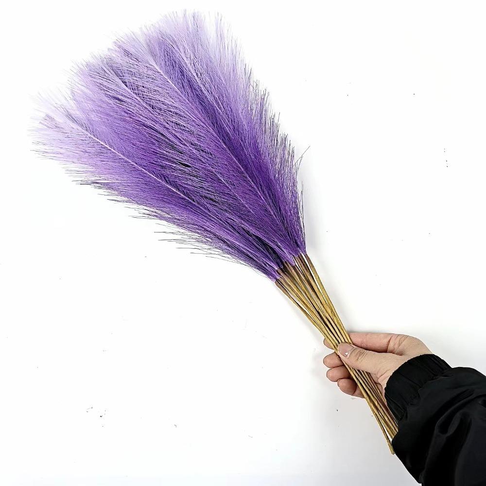 10PCS/55cm Fluffy Pampas Grass Gradient Color Fake Plant Reed  Christmas Festival Decor