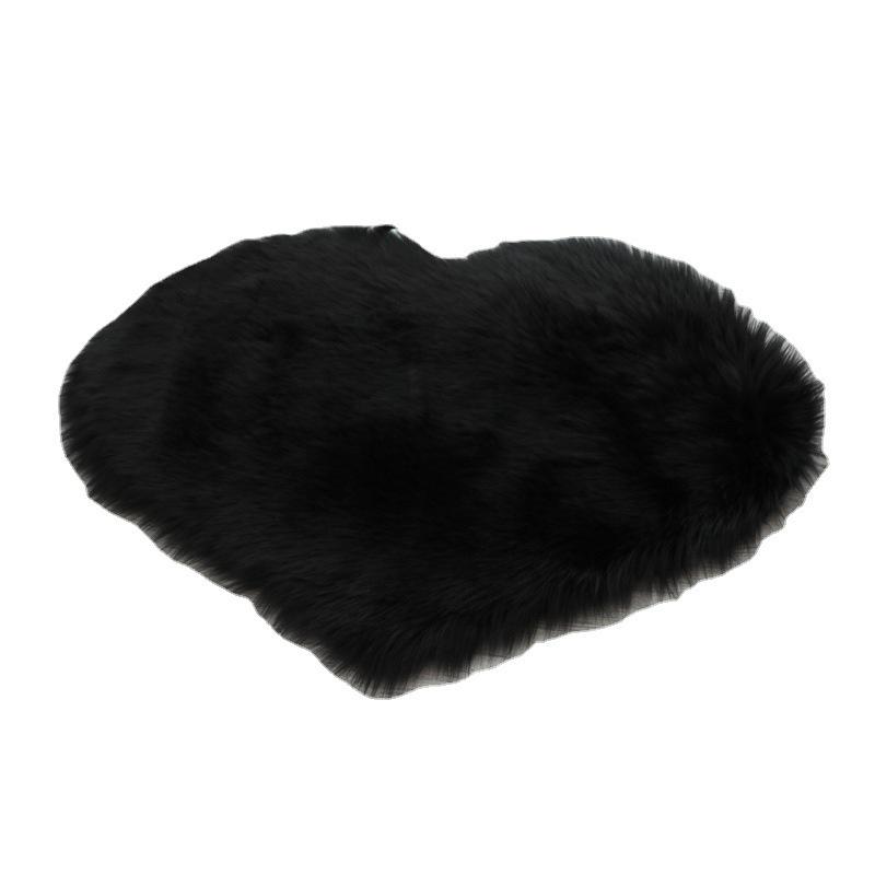 Solid Color Heart-Shaped Long Pile Faux Wool Bedroom Floor Mat