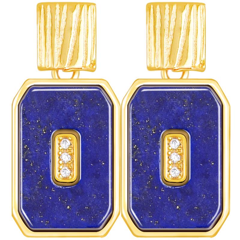 Elegant Natural Lapis Lazuli and Jade S925 Silver Dangle Earrings for Women S925 Silver