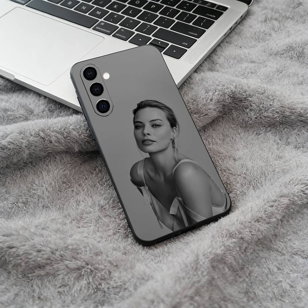 M- famous actress-Margot -Robbie Soft Silicone phone Case for Samsung Galaxy A73/A71/A72/A70/A53/A52/A51 - Black