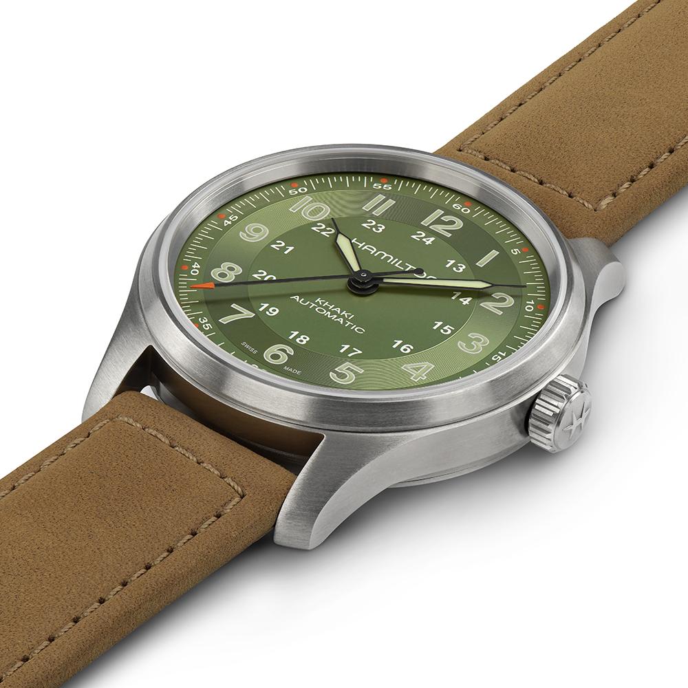[Hamilton] H70545560 Khaki Field Titanium Auto 42MM Green Leather Men's Watch