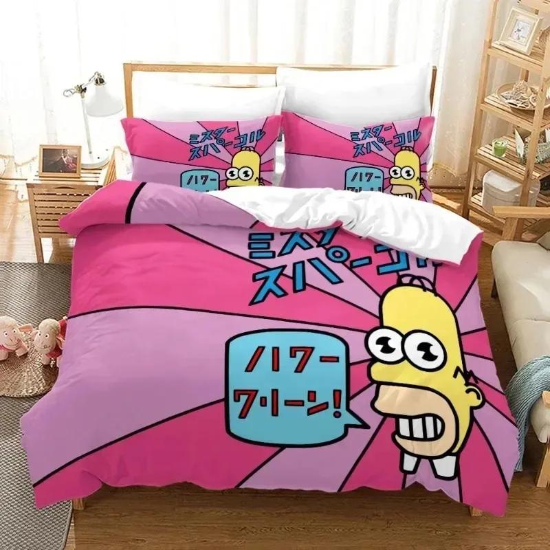 Cartoon 3D Duvet Cover S-Simpsons Pillowcase Adult Kids Bedding Set Bed Youth Kids Girl Boys Gift Double Queen King Size