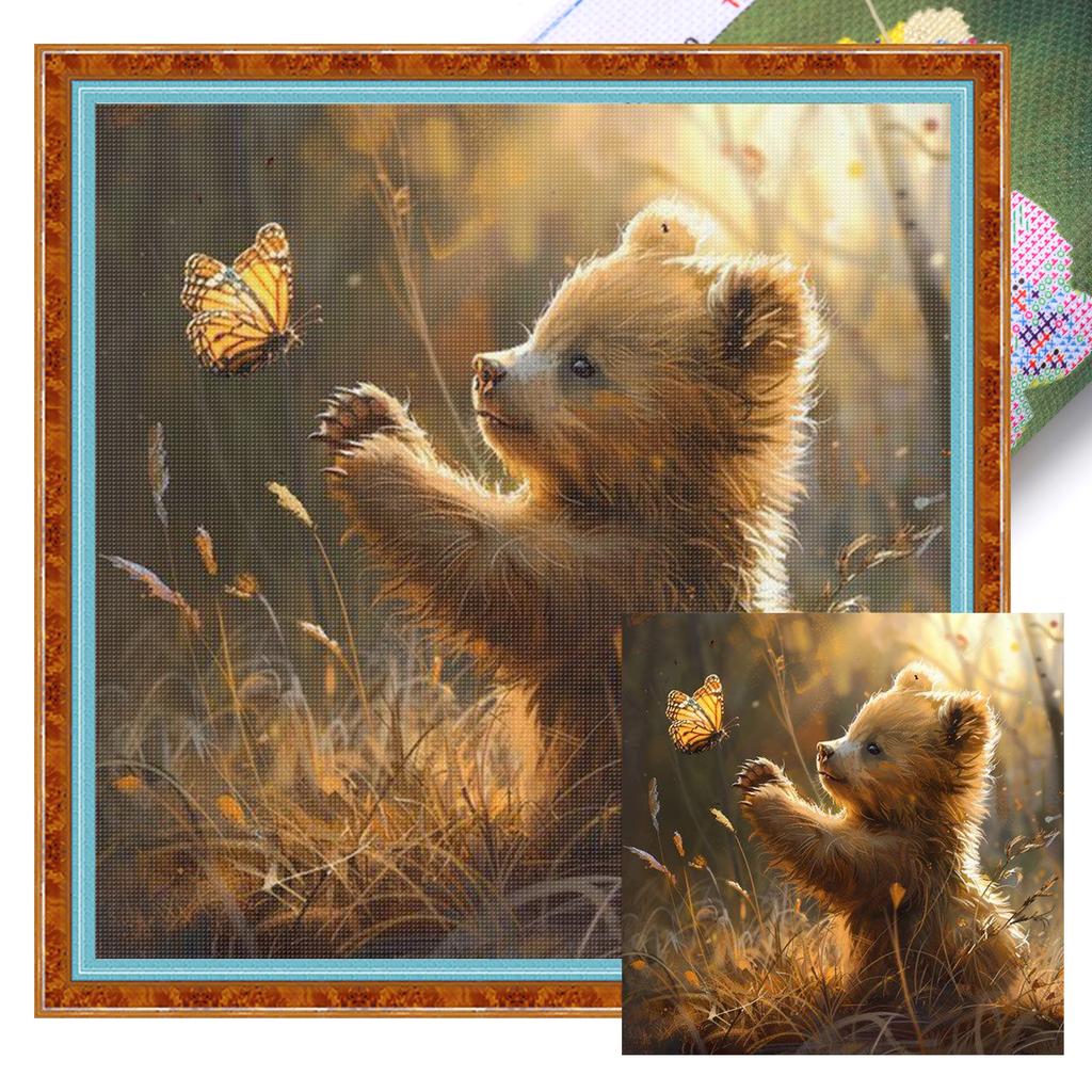 Animal Full 11CT DIY Stamped Printed Cross-Stitch Kits 40x40cm Cross Stitch Art and Crafts Kits for Adults Home Decor