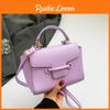 Color Solid Pu Crossbody Bag Women With Lock Closure Mobile Pocket Casual Use