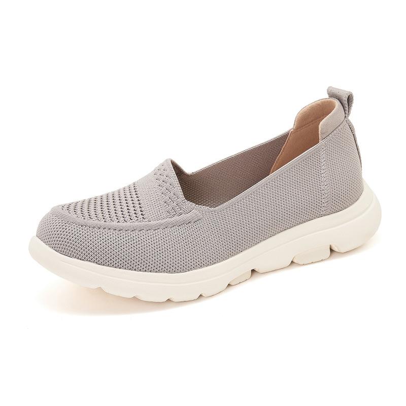 Simple Hollow Leather Single Shoes Light Mattress Anti-Slip Round Toe Flying Woven Breathable Mother Single Shoes For Women