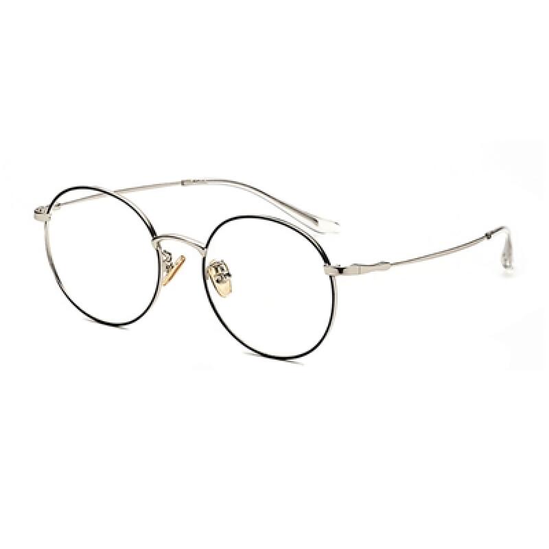 

LK77507 Classic Round Glasses Frame_C4 SILVER BLACK
