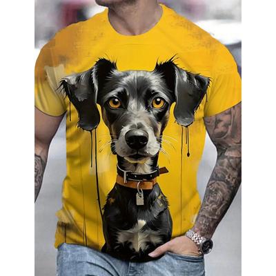 Herren 3D T-Shirt Digital Dog Rundhals Kurzarm Tops Tee Männliches Sportshirt Outdoor Pullover Streetwear Übergroße Kleidung