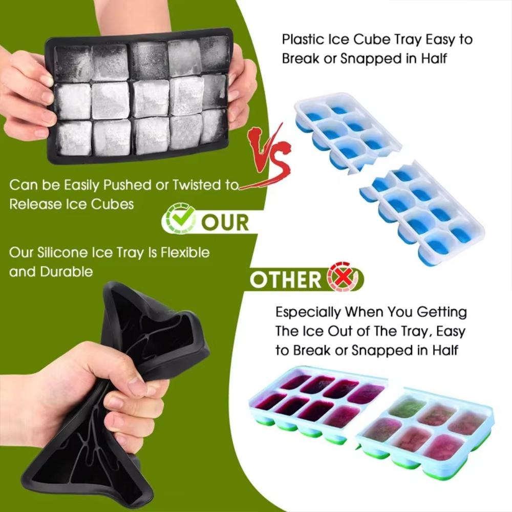 15 grid silicone ice cube molds, spherical ice cube molds, ice cream ice cube maker, reusable whisky ice cube molds