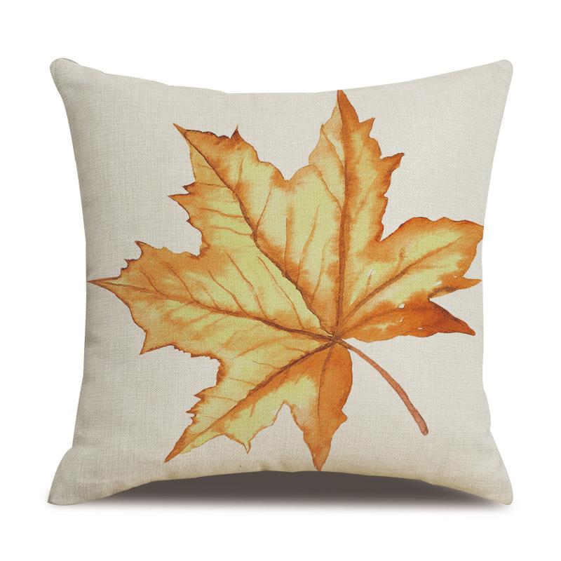 Thanksgiving Linen Pillowcase Autumn Pumpkin Print Pillow Cushion Cover