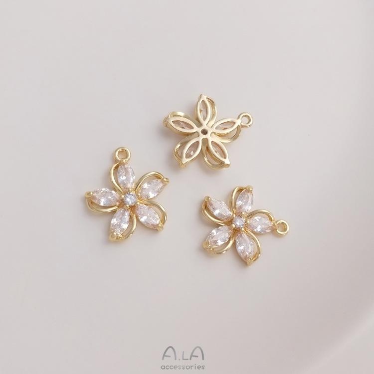 

Циркон Персиковое Сердце Сакура Ромашка 14К Золотой Наполнитель Подвеска Цветок для DIY Браслета и Серег