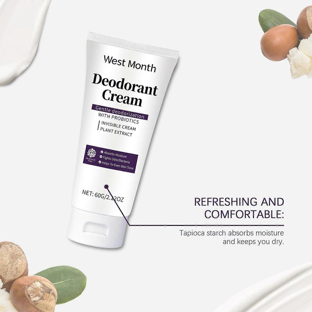 Deodorant Cream, Underarm Deodorant Cream, Everywhere Deodorant with Probiotics, Body Odor Cream, Fight Against Odors and Bacteria, Naturally Absorb M