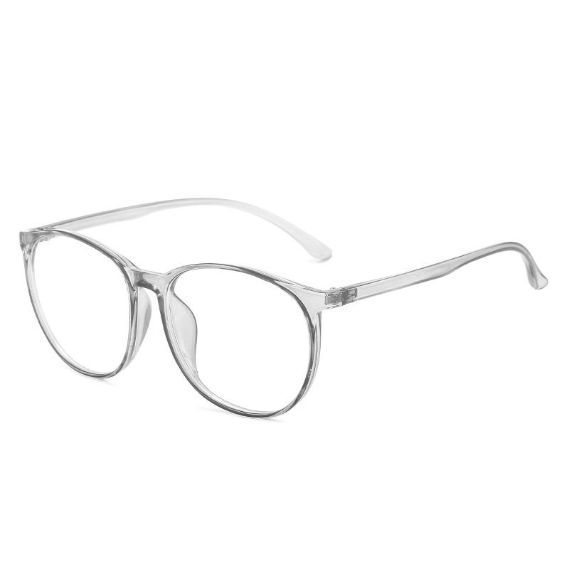 Tr90 Anti-Blue Light Large Frame Thin Glasses Frame, Retro Plain Full Frame Round Frame Flat Mirror