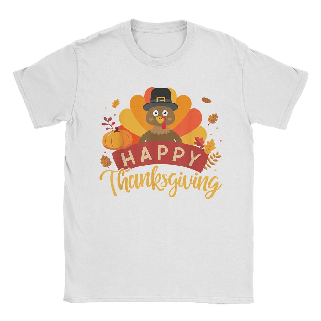 Happy Thanksgiving Turkey for Family Dinner Feast Men T Shirts Funny Tee Shirt Short Sleeve O Neck TShirts 100 Cotton Clothes