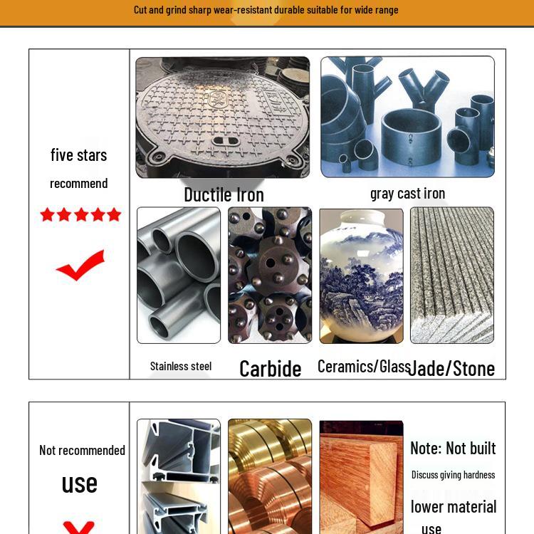 Diamond Brazed Carbide Grinding Head for Ductile Iron & Stone, Compatible with Electric Drills