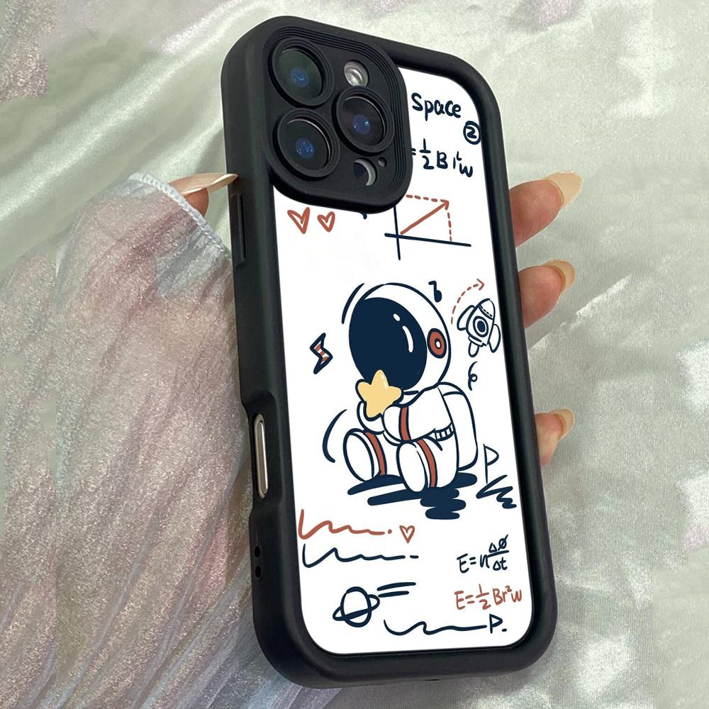 JT204 Cute Cartoon Astronaut for iPhone 17 16 15 14 Pro Max Samsung S26 S25 Ultra A17 A16 A07 A56 Xiaomi 15T Redmi 15c 14C Note 13 Soft TPU Case