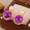 Natural Pearl Earrings Medieval Vintage Stud Earrings High Sense Temperament Round Simple Retro Versatile Earrings Women