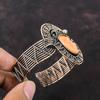 Orange Carved Bone Face Cuff Bracelet Copper Wire Wrapped Bangle Adjustable Cuff Bracelet Handmade Gemstone Jewelry Rainbow Moonstone Bangle