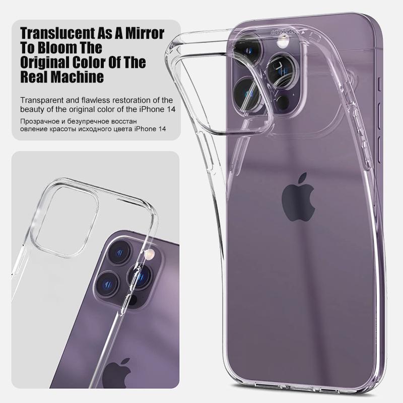 Transparent Phone Case For iPhone 14 11 12 13 15 Pro Max Clear Silicone Cases For iPhone 15 14 12 13 Mini XR X XS 8 7 Plus Cover