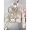 European High-end Mink Fur Spliced Stand Up Collar Down Jacket for Women, Niche Design, Horn Buckle Thickened Jacket