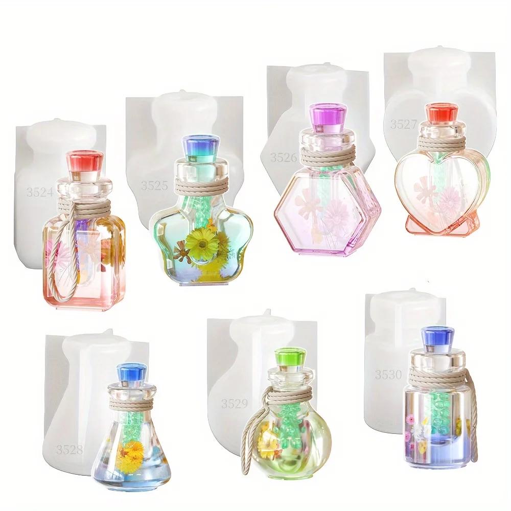 7pcs Magic Bottle Drift Bottle Making Kit,Used for Drip Glue Resin Plaster Making Silicone Mold, Suitable for Making Unique Pend