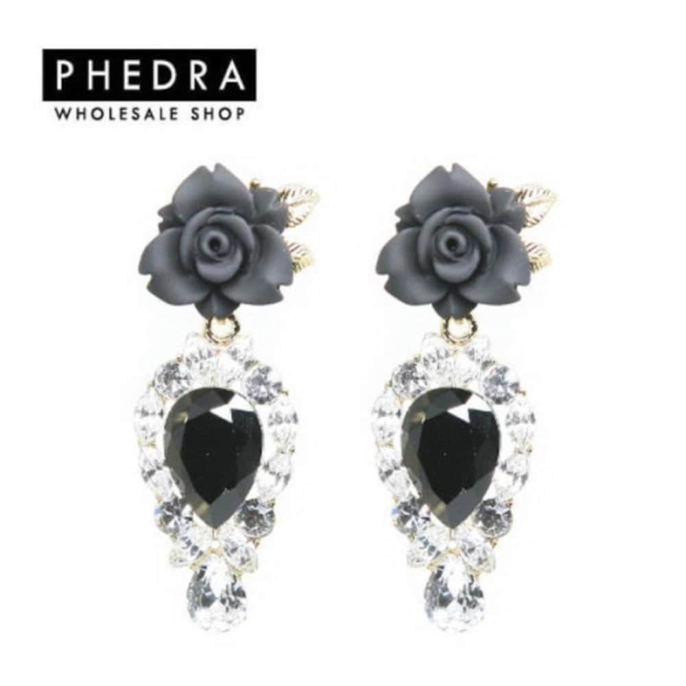 Women's Stone Large Floral Rose Cubic Zirconia Earrings (13469306)