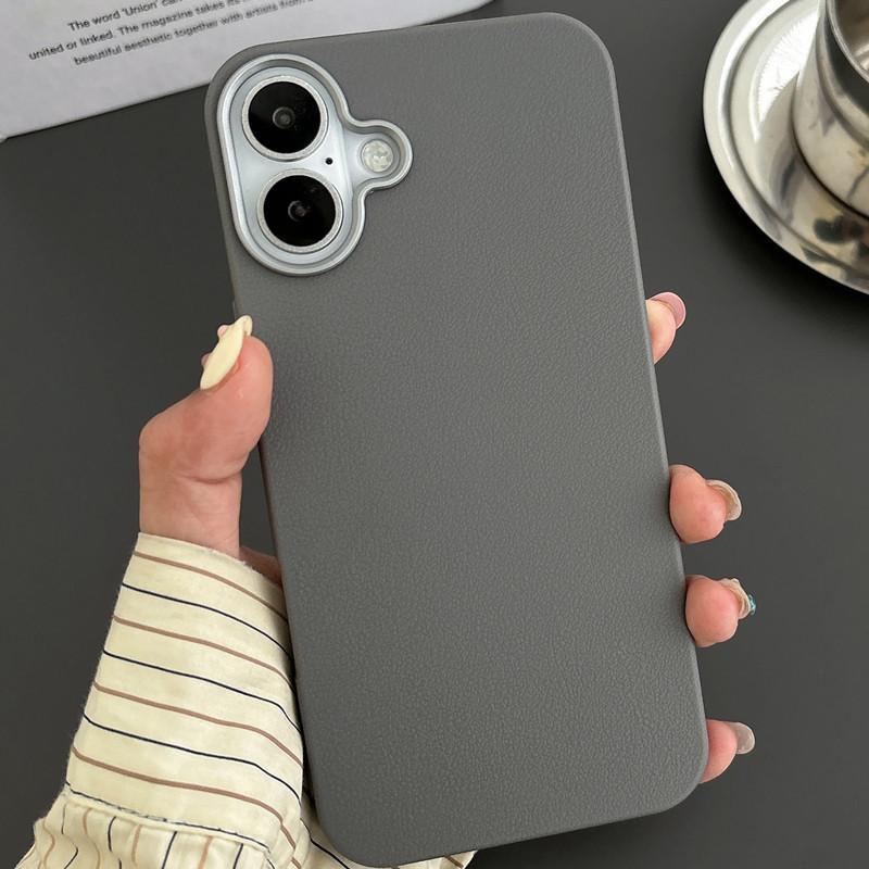 Applicable To iPhone17 Plain Leather Pattern Soft Case Mobile Phone Case Apple 17proMax Simple Apple 17air Anti-drop 16E