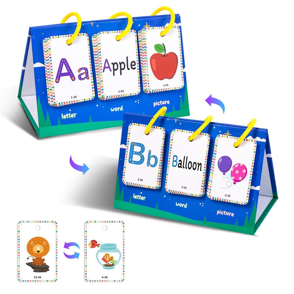 3D English Flashcards for Parent-Child Interaction - Educational Desktop Cards with Pictures and Text for Color Learning.