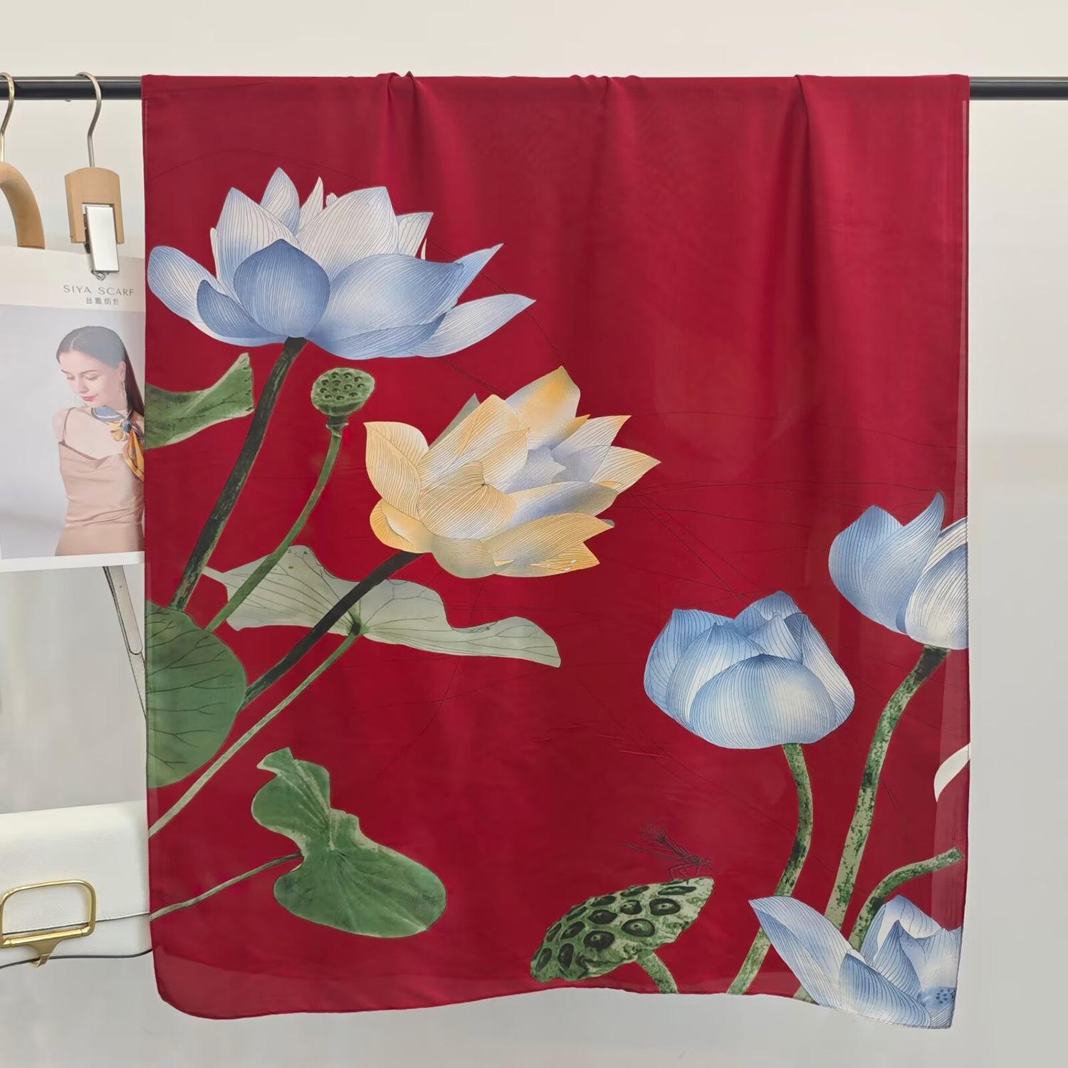 Fashion versatile thin imitation silk scarf women s shawl summer high-end scarf sun protection beach scarf headscarf 185*80cm