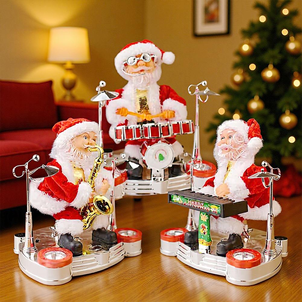 Christmas Santa Claus Electric Music Instrument Playing Music Doll Xmas Toy Party Ornaments Gift For Kids Home Decoration