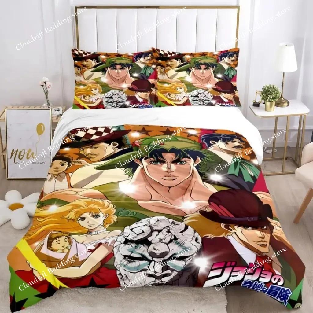 JOJO Anime Print Bedding Set Fashion Article Boys Or Adults For Beds Quilt Covers Pillowcases Bedding Set Gift