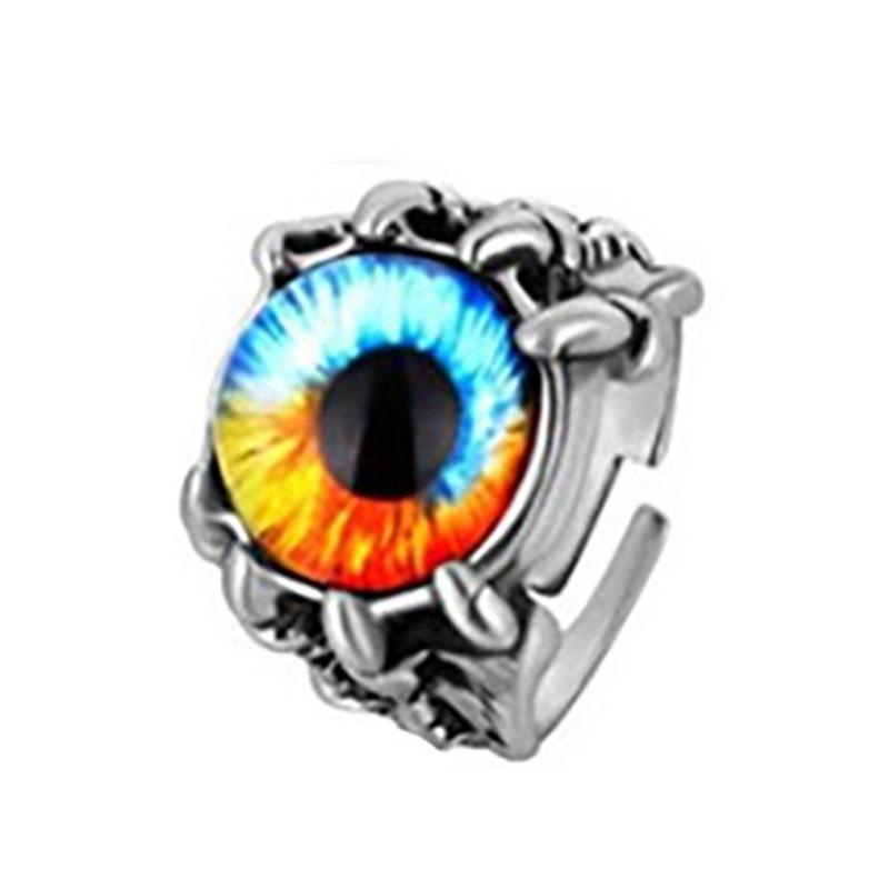 Retro Devil Eye Dragon Claw Large Ring For Men Punk Gothic Rock Hiphop Adjustable Open Ring Biker  Accessories Man Gift